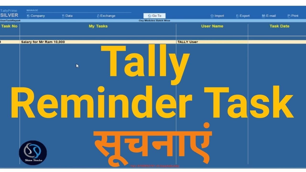 Task Reminder when your Tally Open